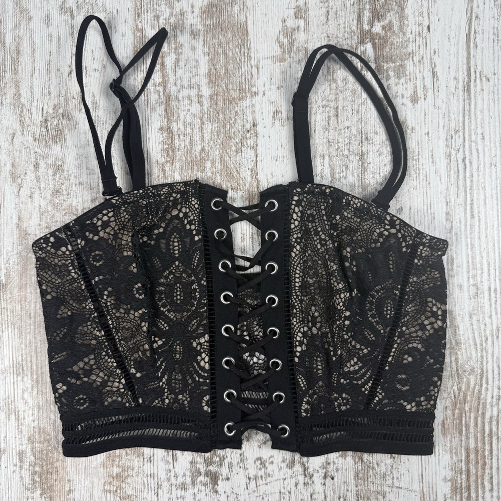 Victoria's Secret Lace‎ Bustier - Size XS Black Sexy Valentine